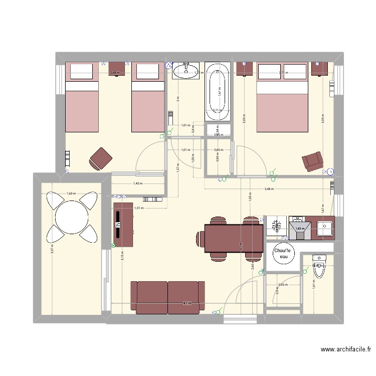 cuisine claire rive electricite. Plan de 11 pièces et 49 m2