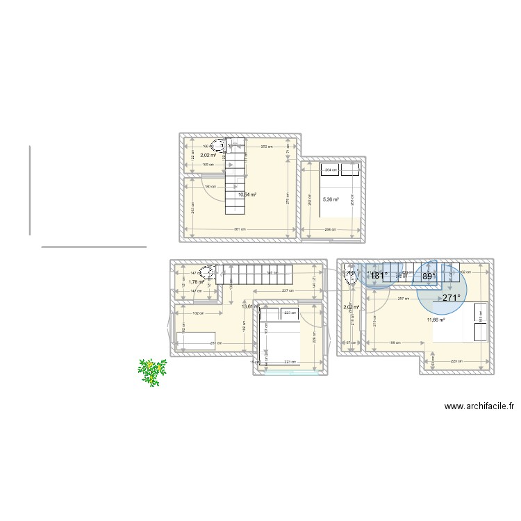 Bungalo. Plan de 8 pièces et 49 m2