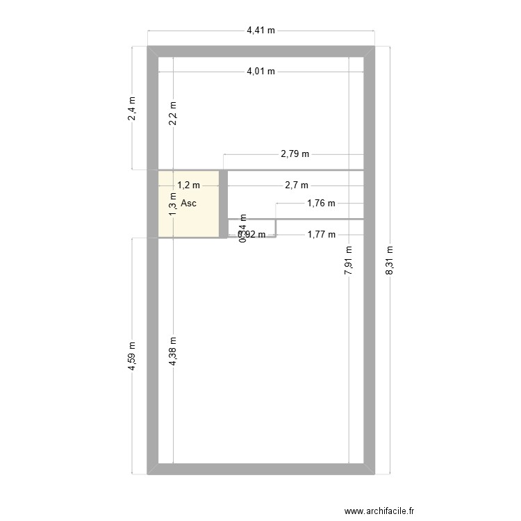 JC DEVANLAY. Plan de 2 pièces et 2 m2