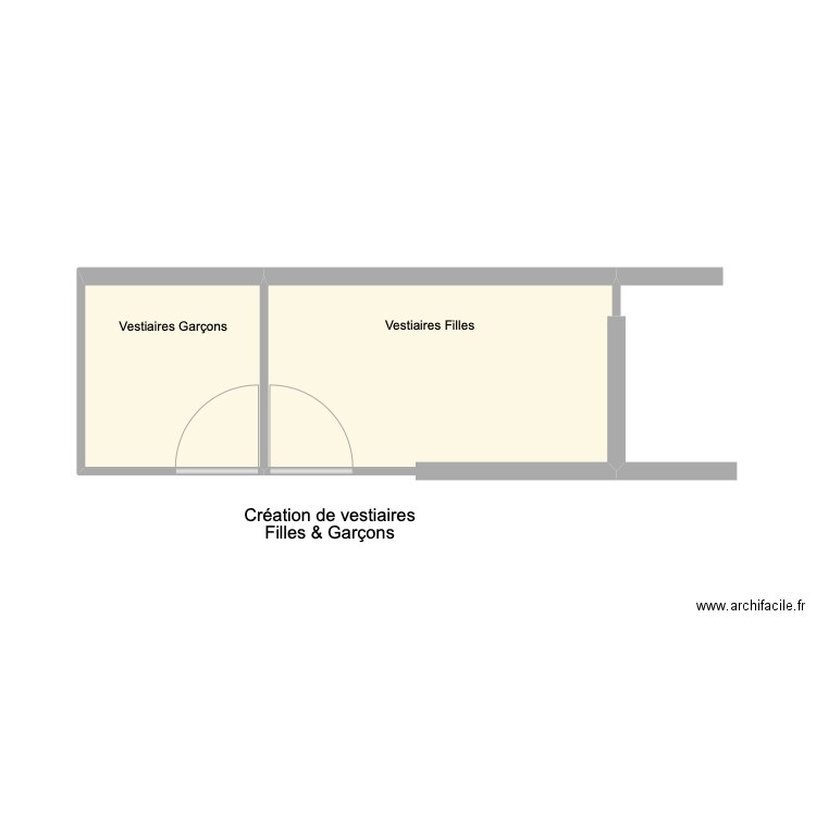 LP Vestiaires. Plan de 2 pièces et 15 m2