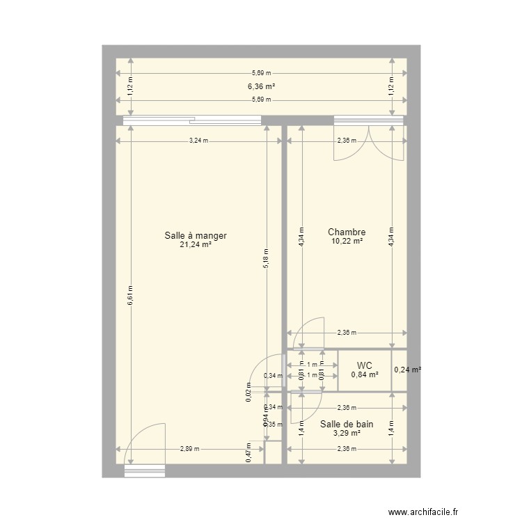 METTRAGE APPART ST HILAIRE. Plan de 8 pièces et 43 m2