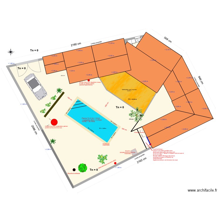 Bois plage travaux avec terrasse modifiée NEW piscine. Plan de 19 pièces et 379 m2