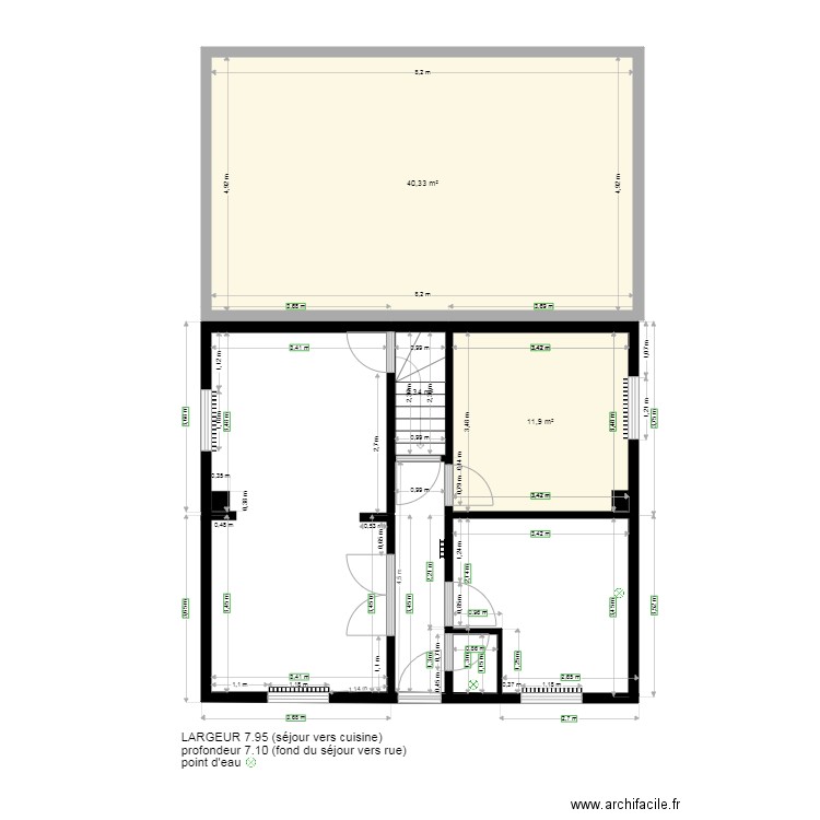 boissy agrand. Plan de 3 pièces et 55 m2