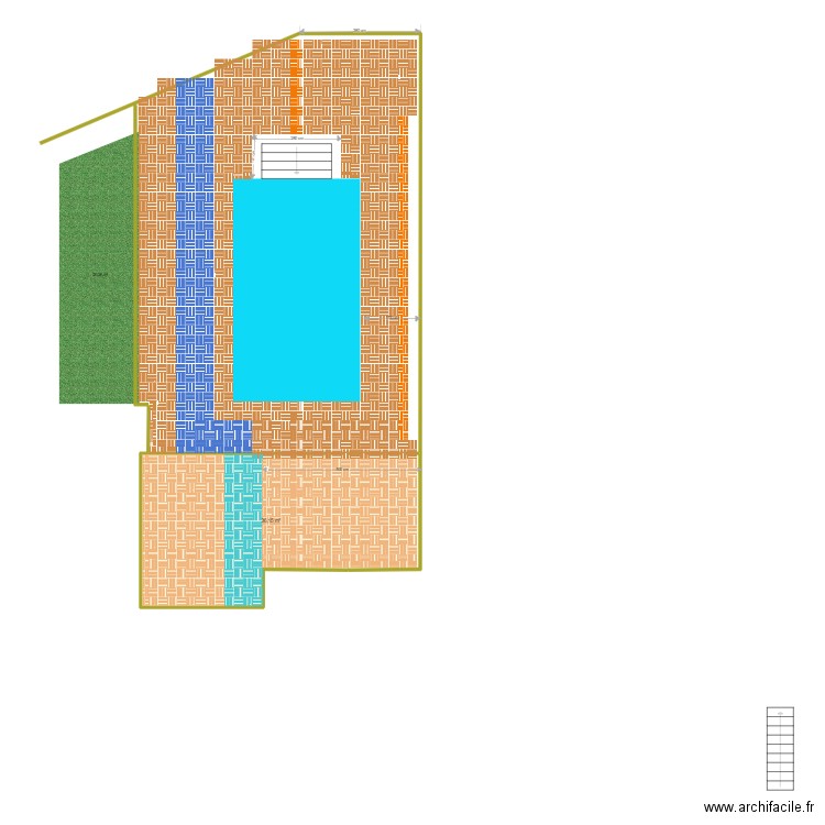 Aménagement Terrasse avec dalles. Plan de 1 pièce et 36 m2