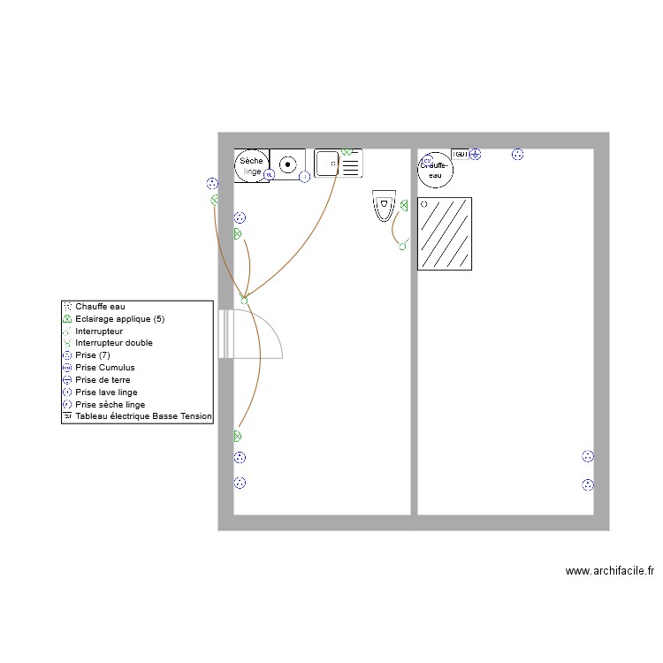 chalet Barançon sous sol. Plan de 2 pièces et 35 m2