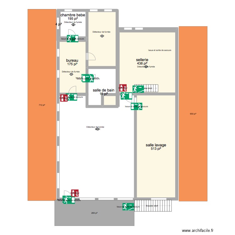 plan avec dpj. Plan de 7 pièces et 125 m2