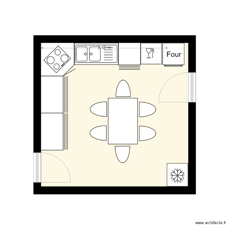 CUISINE. Plan de 1 pièce et 15 m2