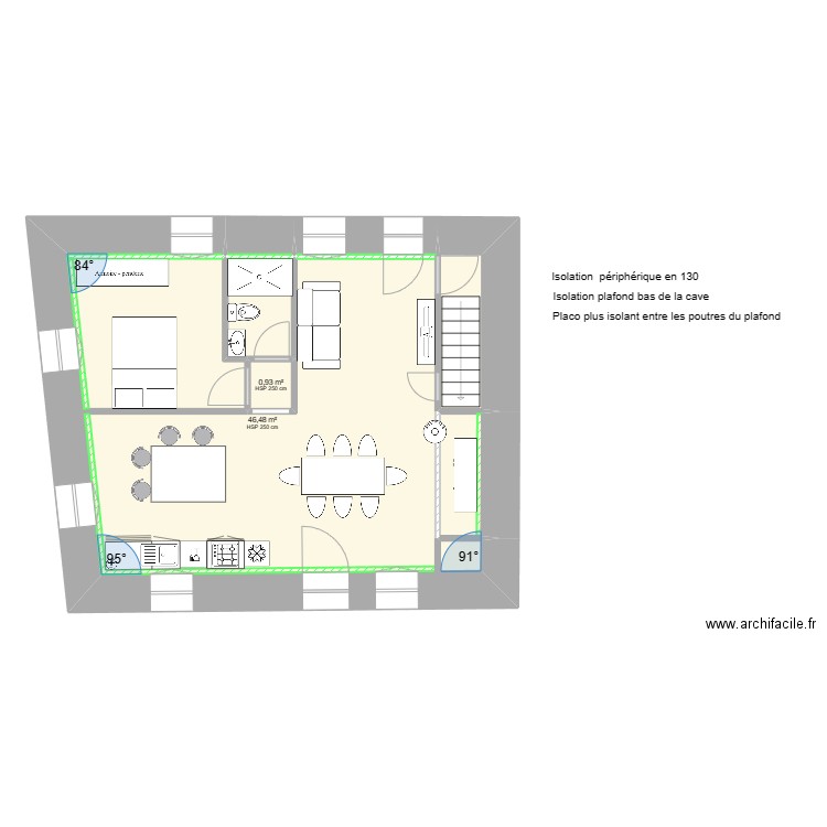 MERGNAT RDC Nouveau. Plan de 6 pièces et 56 m2