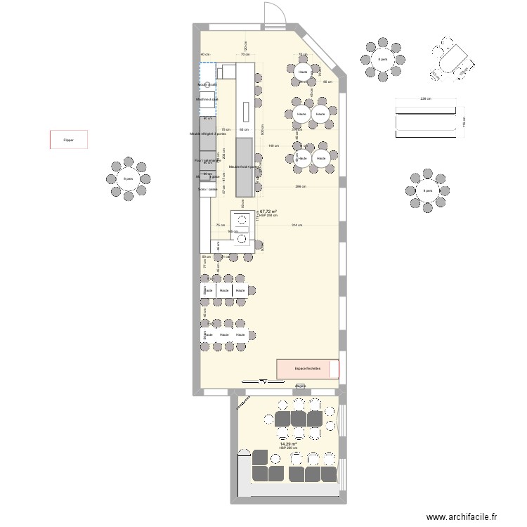 Nouveau plan - avec nouveau comptoir V3. Plan de 2 pièces et 82 m2