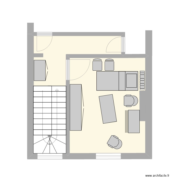 Champ Eglise 31 (appartement 3ème ch 5). Plan de 2 pièces et 23 m2
