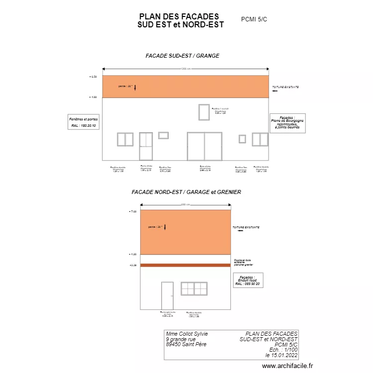 PCMI 5CPLAN DES FACADES SUD EST ET NORD EST. Plan de 
