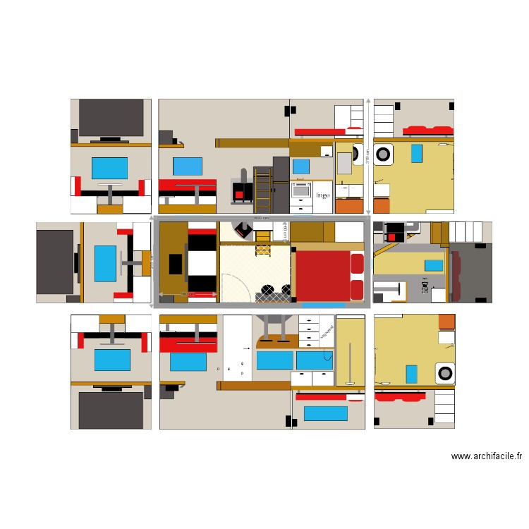 house 100. Plan de 2 pièces et 13 m2