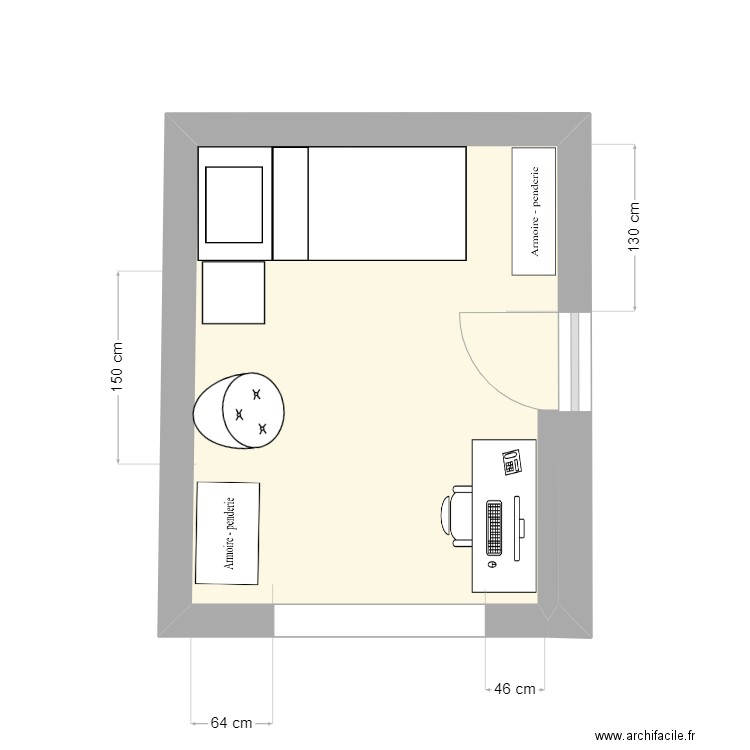 Chambre Antoine V3. Plan de 1 pièce et 10 m2