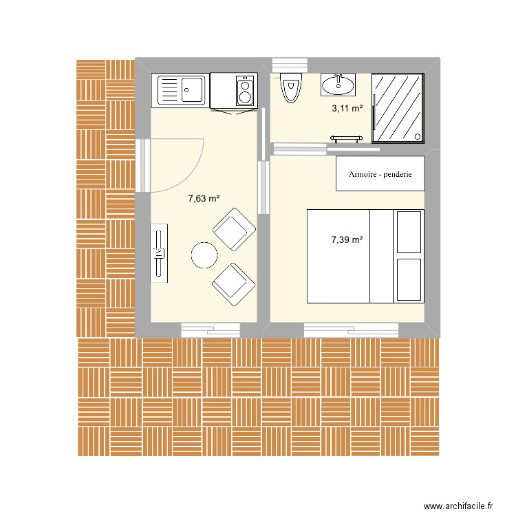 bungalow 20m2 bis. Plan de 0 pièce et 0 m2