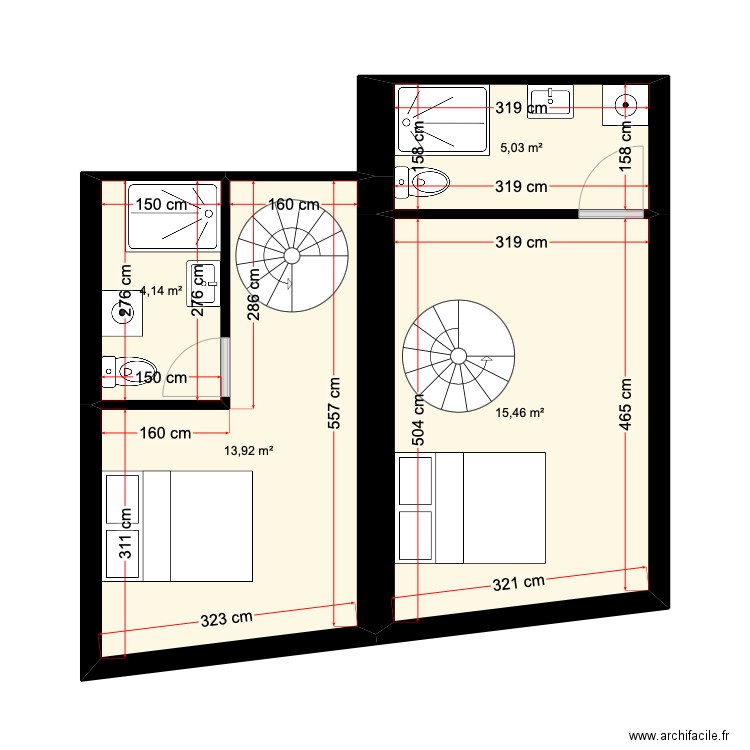 T2 SOUS SOL . Plan de 4 pièces et 39 m2