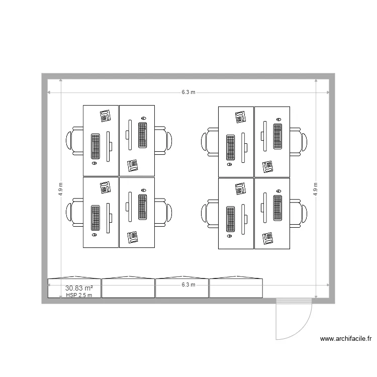 Bureau Massey 1m60. Plan de 