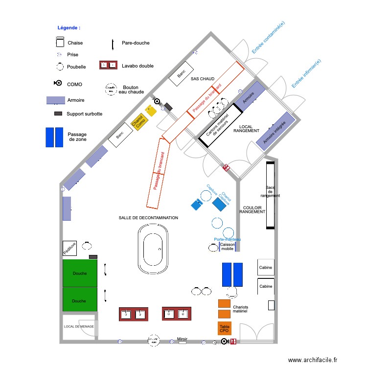 SALLE DE DECONTAMINATION AVANT. Plan de 0 pièce et 0 m2