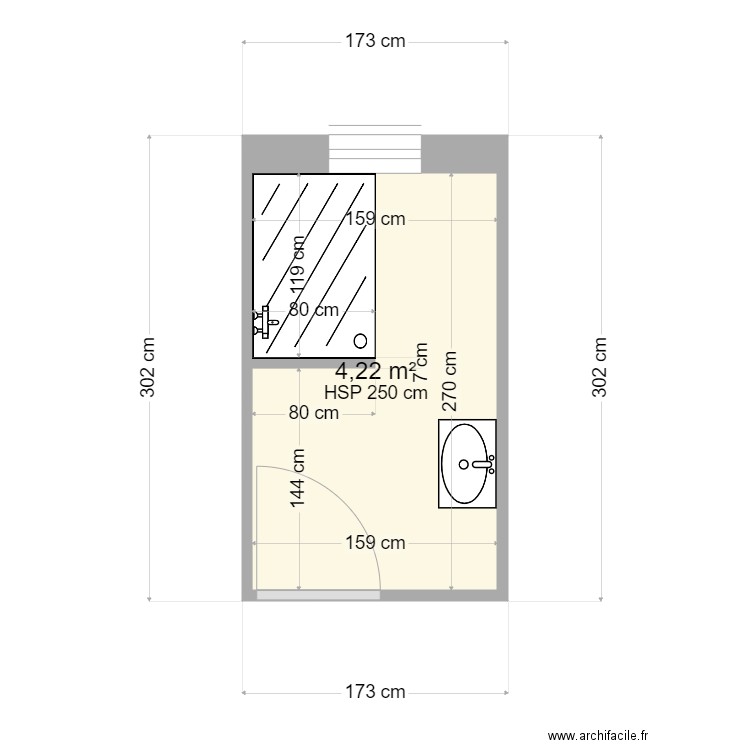 GRANGER 2. Plan de 1 pièce et 4 m2