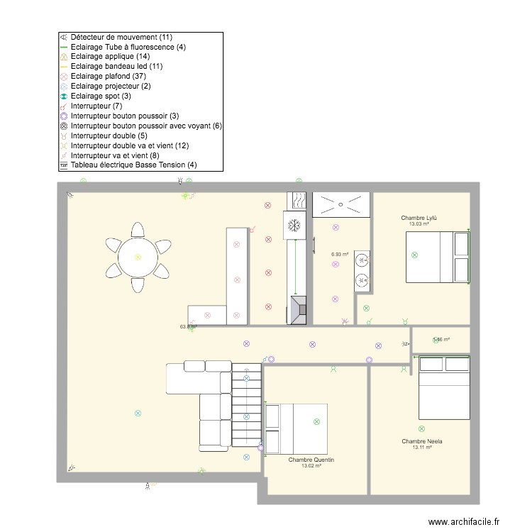 eclairage étage Maison Cestas . Plan de 0 pièce et 0 m2