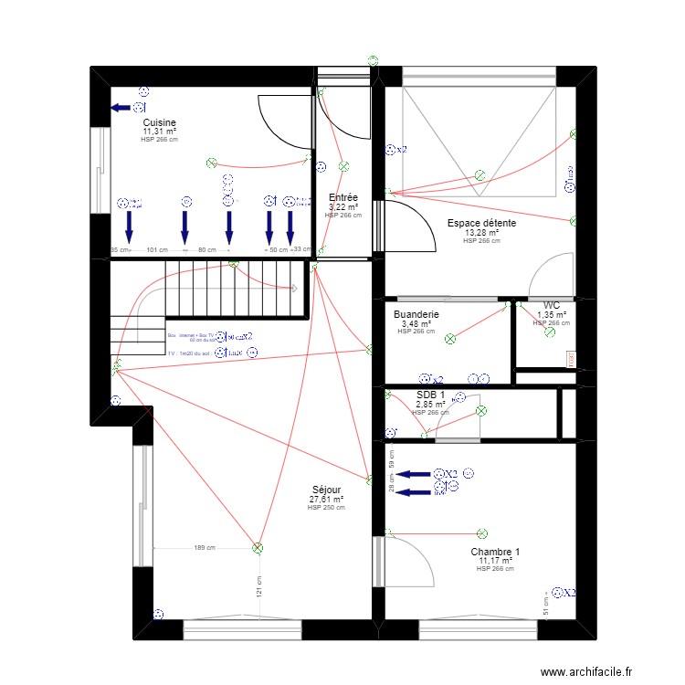 Plan LAMY RENOVATION V3 sans meubles. Plan de 21 pièces et 155 m2