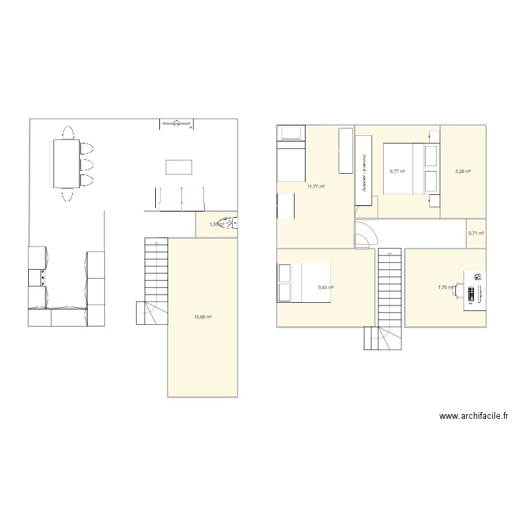 Maison  2. Plan de 8 pièces et 60 m2