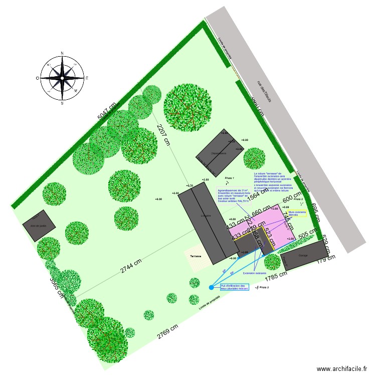 PCMI2 - Plan de masse. Plan de 4 pièces et 188 m2