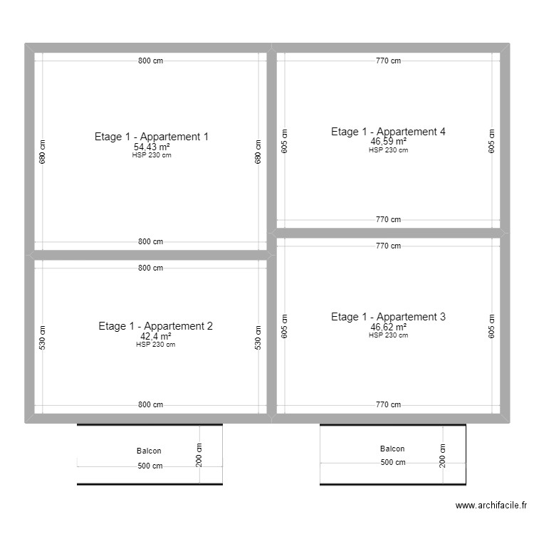 Etage 1. Plan de 4 pièces et 190 m2