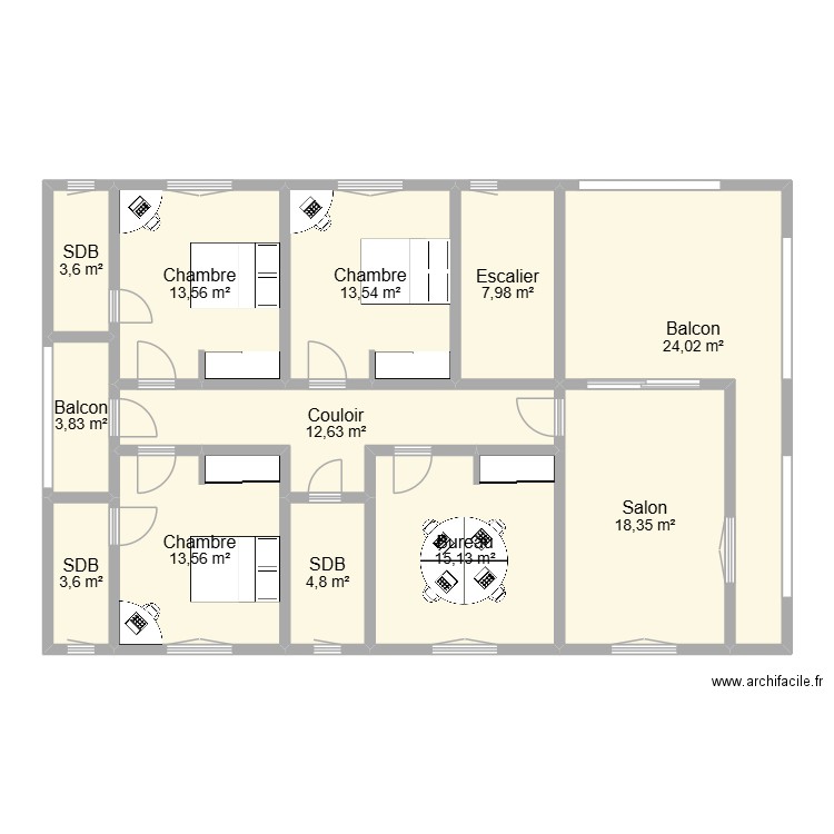MAISON COSY RDC. Plan de 12 pièces et 135 m2
