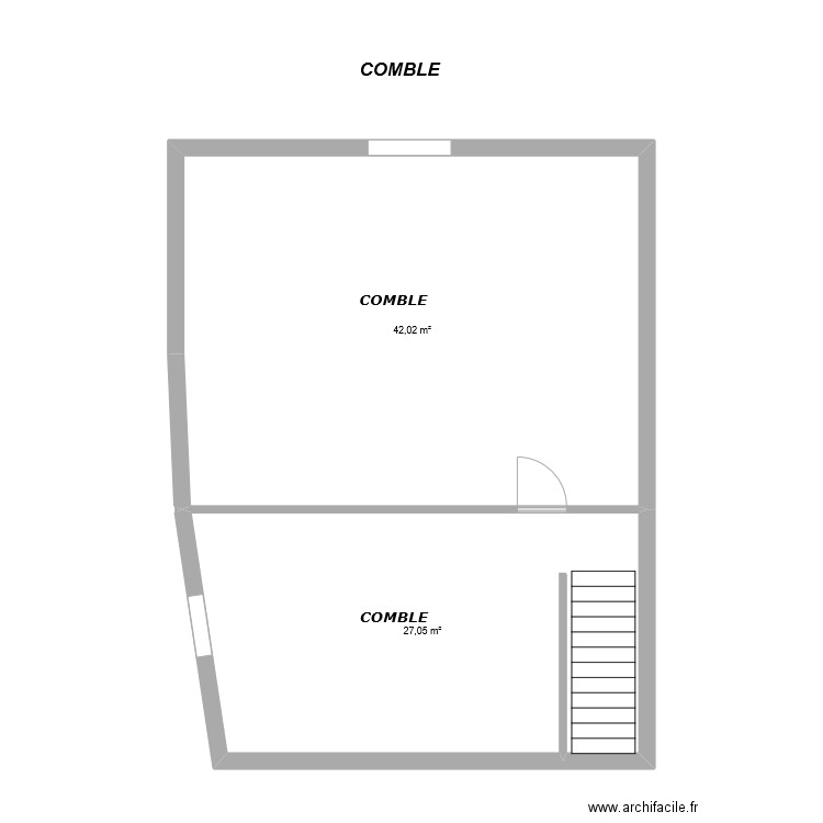 varaigne asso étage. Plan de 2 pièces et 69 m2