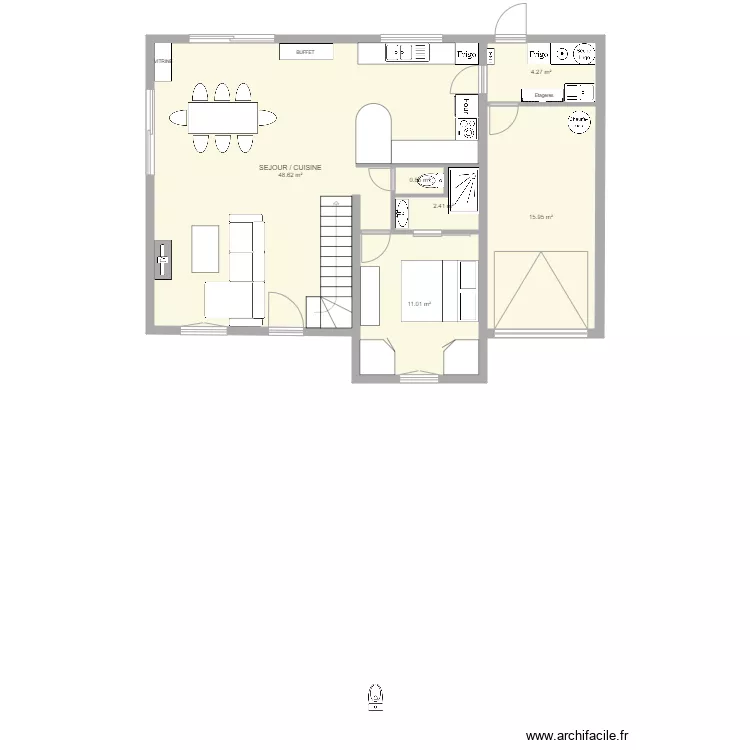 maison rdc ploneour. Plan de 