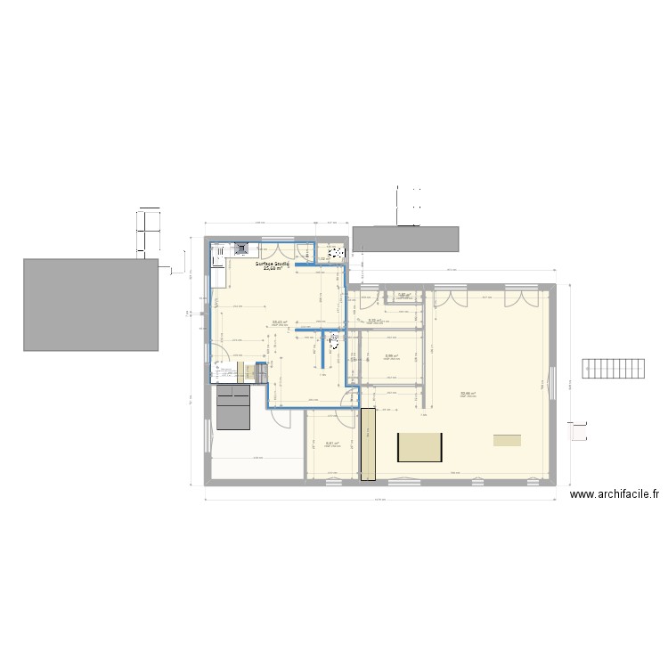                    Yvrac RDC PROJET SDB CUISINE RDC5. Plan de 8 pièces et 122 m2