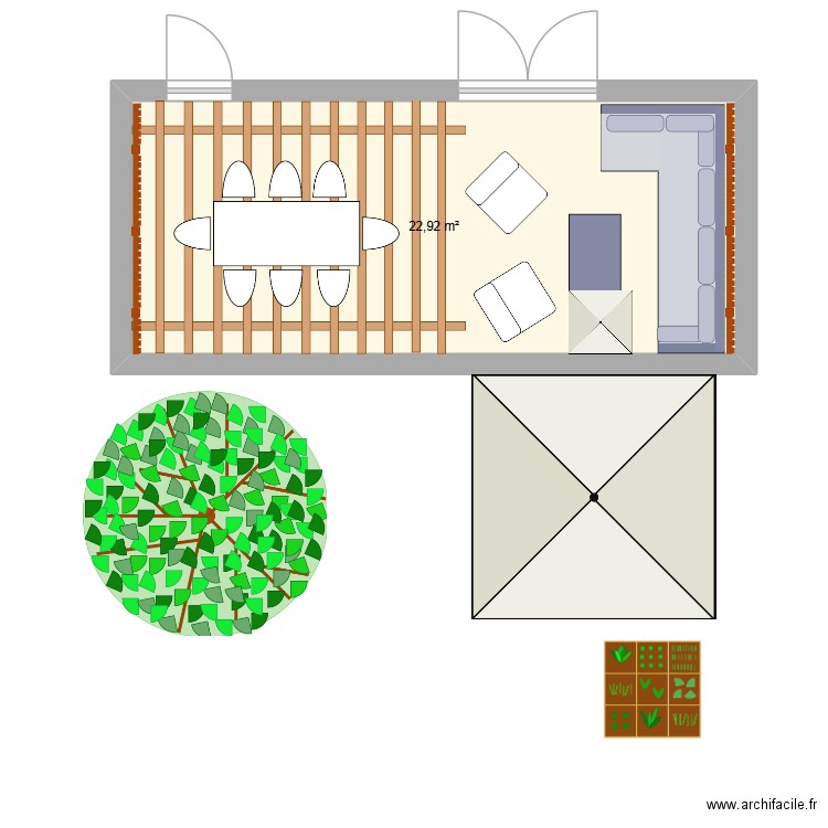Van0. Plan de 1 pièce et 23 m2