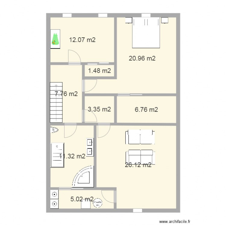 duplex renovation sous sol 2 chambres. Plan de 0 pièce et 0 m2