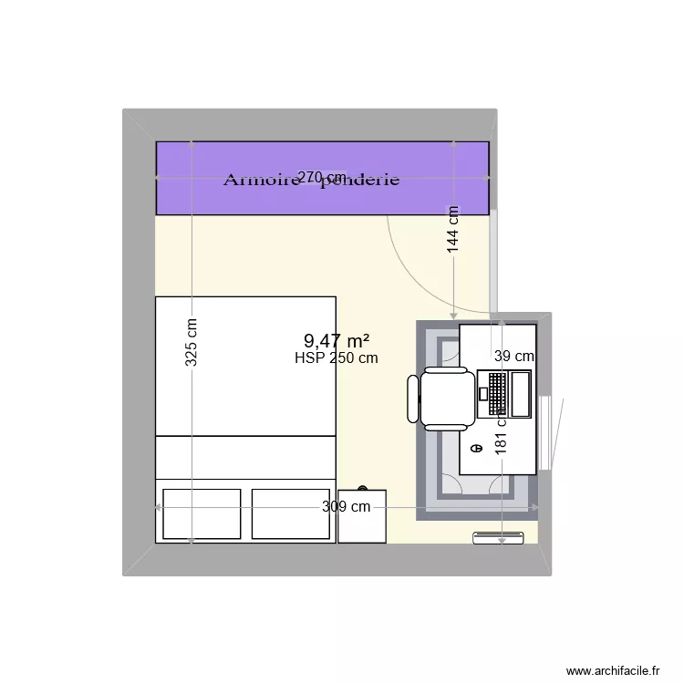 Chambre Gentilly. Plan de 