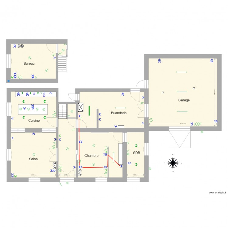 Prises chambre. Plan de 0 pièce et 0 m2