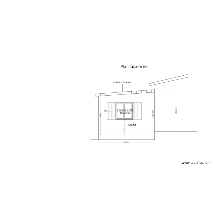 Plan fa&ccedil;ade est extension. Plan de 