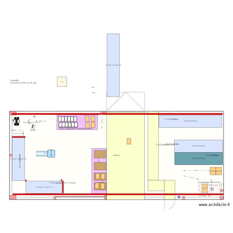 Réception UAP3 v4. Plan de 1 pièce et 206 m2