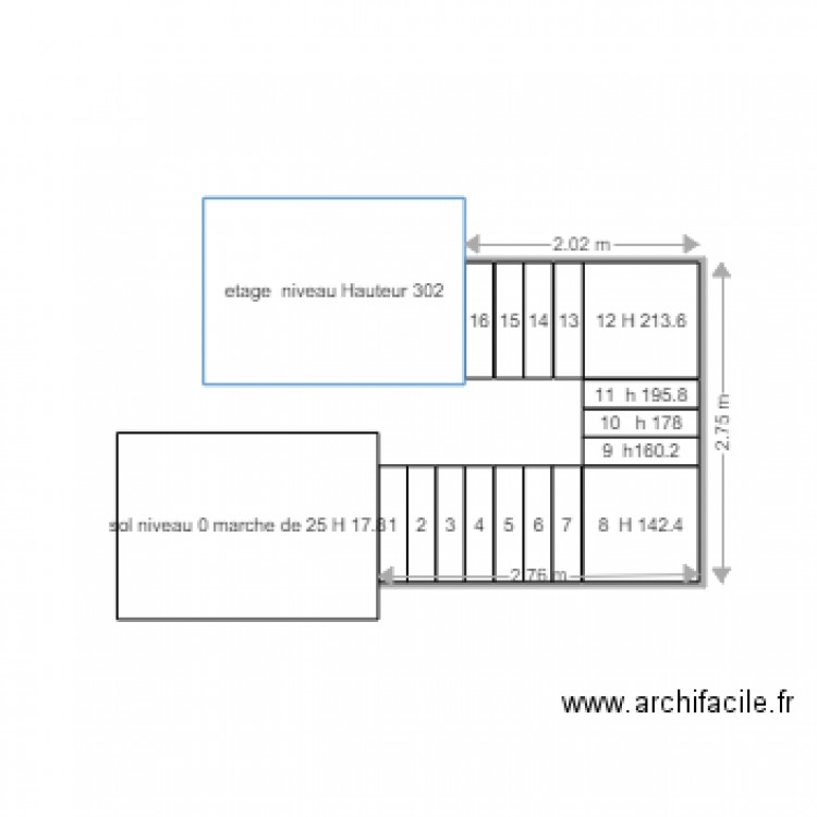 escalier . Plan de 0 pièce et 0 m2