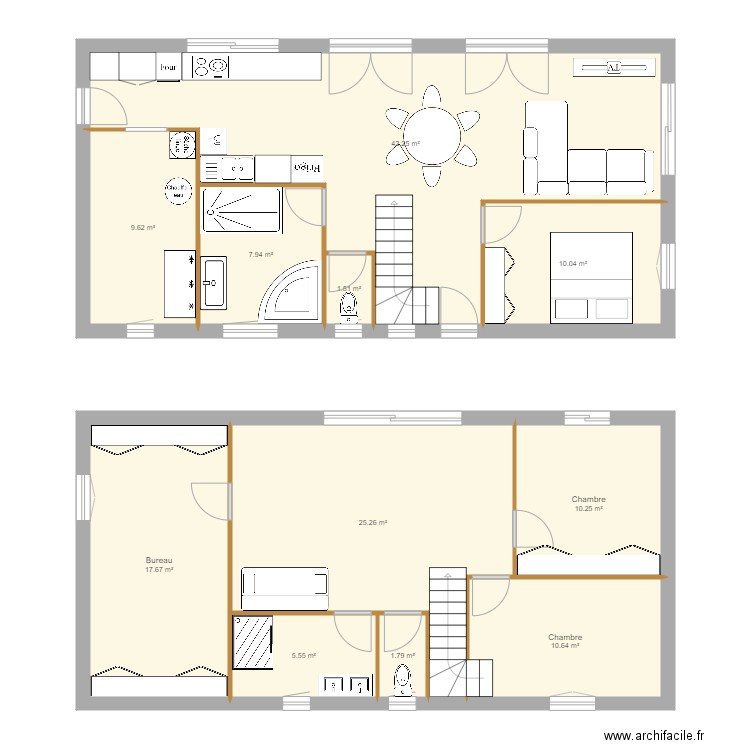 MAISON BOIS ETAGE. Plan de 11 pièces et 143 m2
