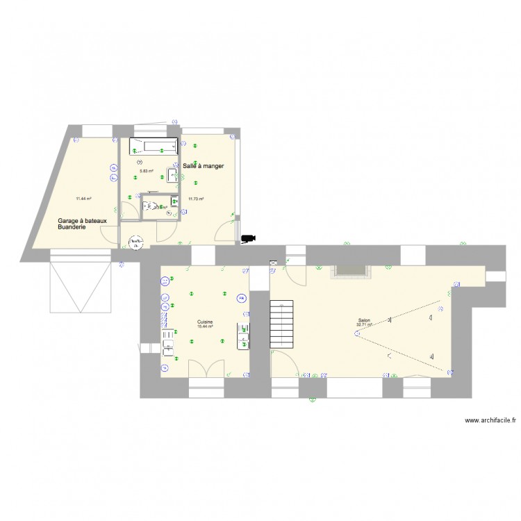 Quettehou Rez de chaussée Projet. Plan de 0 pièce et 0 m2