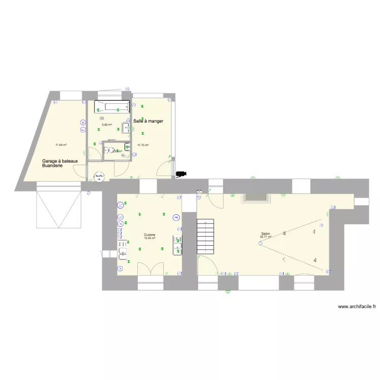 Quettehou Rez de chauss&eacute;e Projet. Plan de 