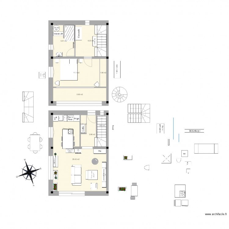 PG appart duplex pignon est sections 5 2. Plan de 9 pièces et 65 m2