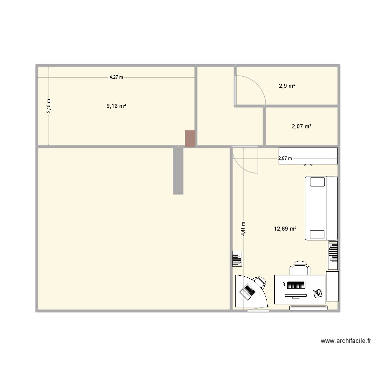 pagnol balma. Plan de 6 pièces et 53 m2