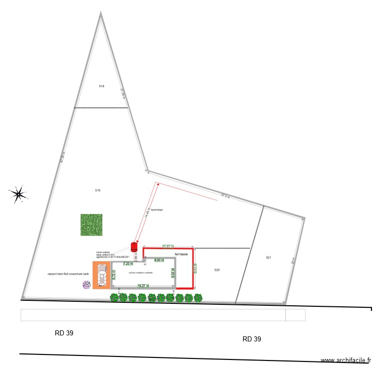 plan de masse après modification. Plan de 0 pièce et 0 m2