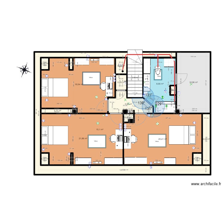 Plan étage - Version finale 2+ Elec + salle de bain. Plan de 23 pièces et 110 m2