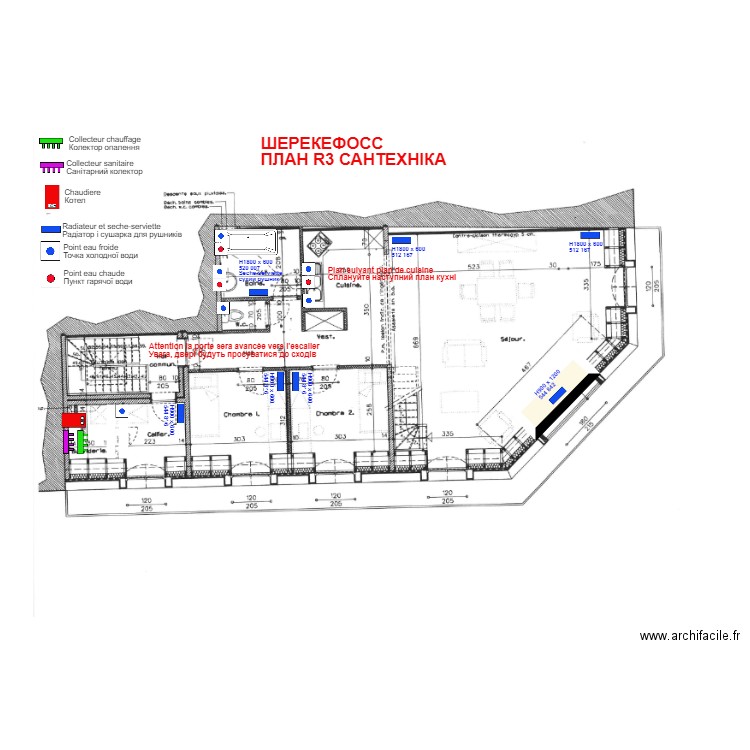 CHEREQUEFOSSE R3 plomberie. Plan de 1 pièce et 2 m2