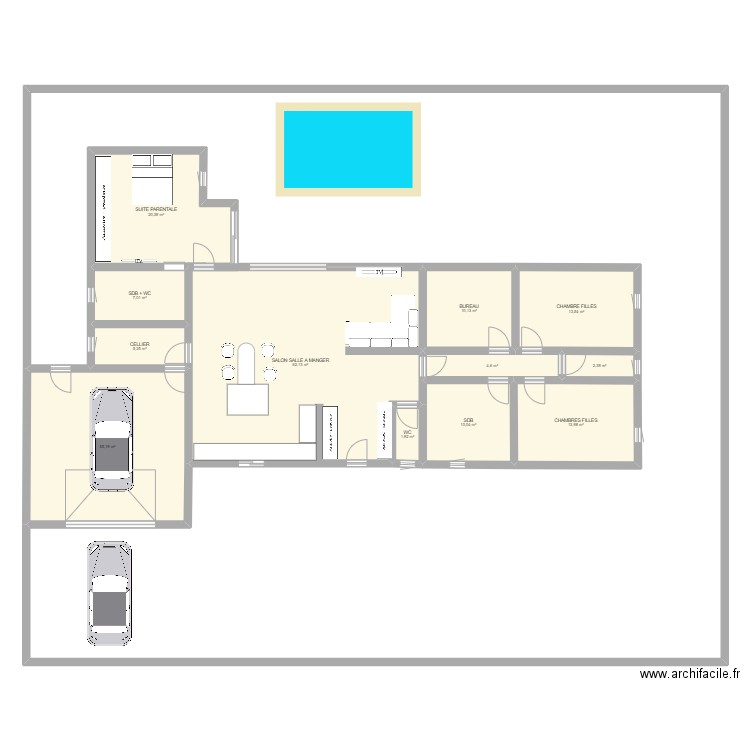 MAISON. Plan de 12 pièces et 187 m2