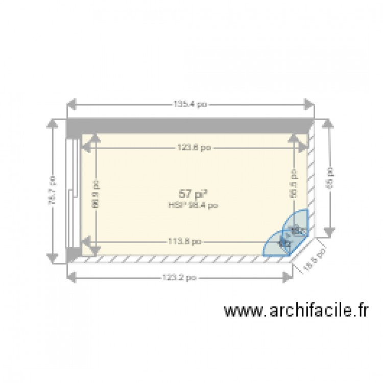 ballantyne . Plan de 1 pièce et 5 m2