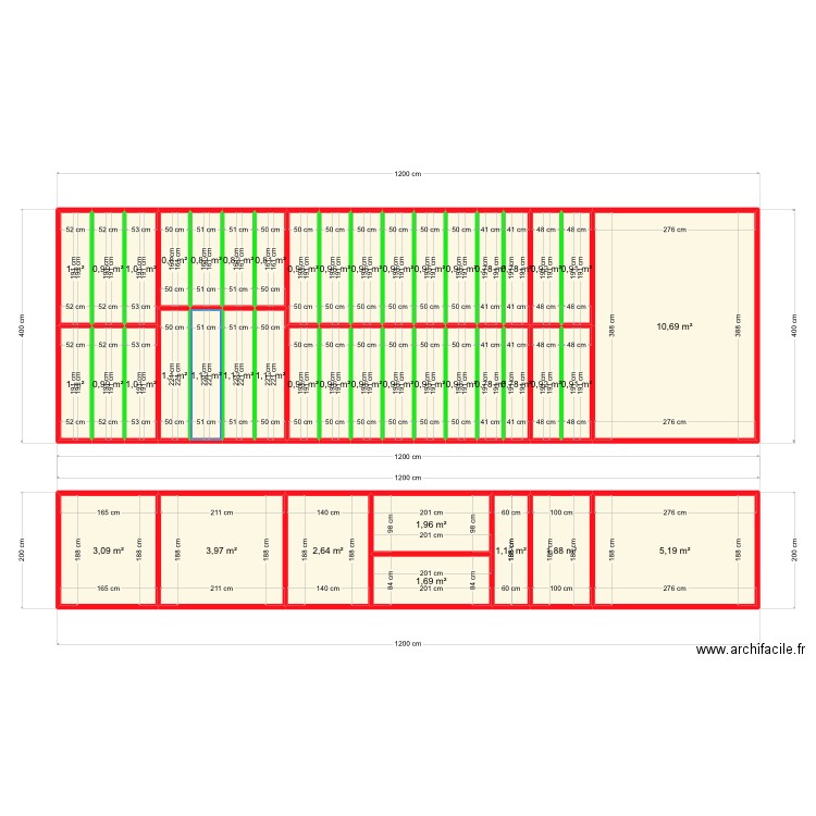 Structure acier houseboat. Plan de 43 pièces et 64 m2