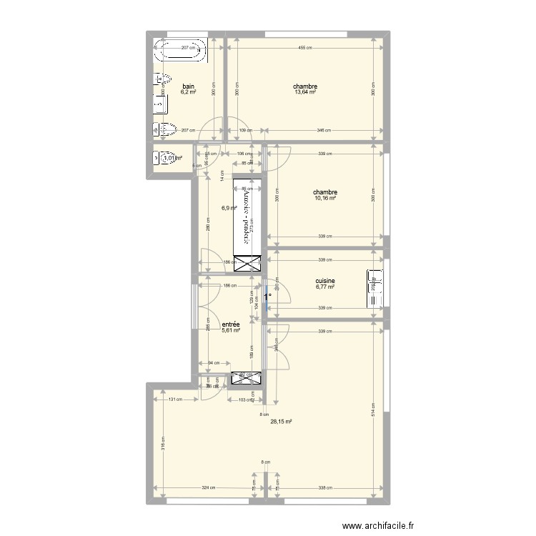 Appart Croissy. Plan de 8 pièces et 78 m2